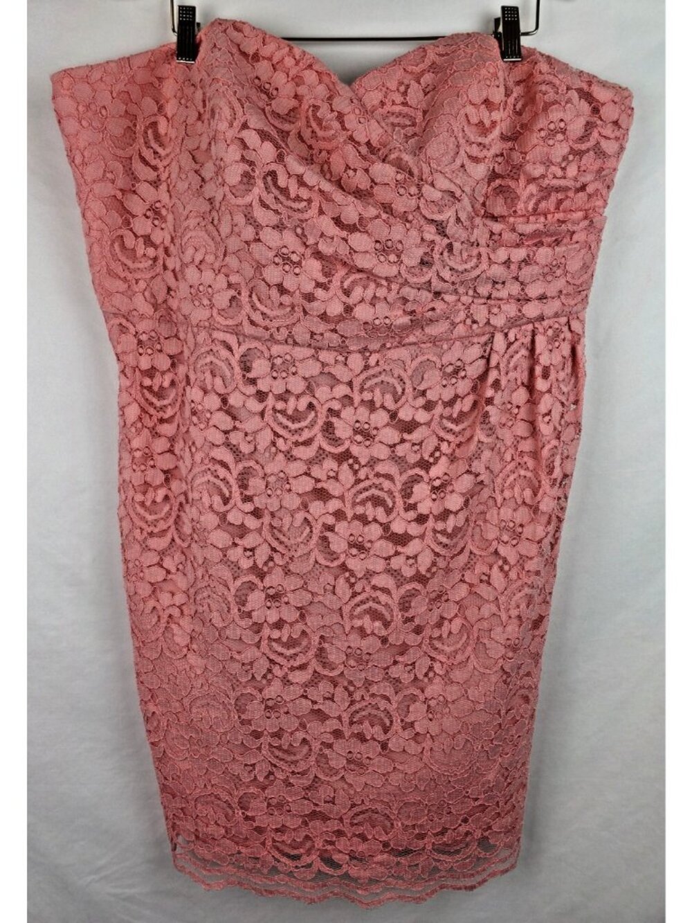 David's Bridal Women's Dress Size 22 Coral Short Strapless All Over Lace F15620